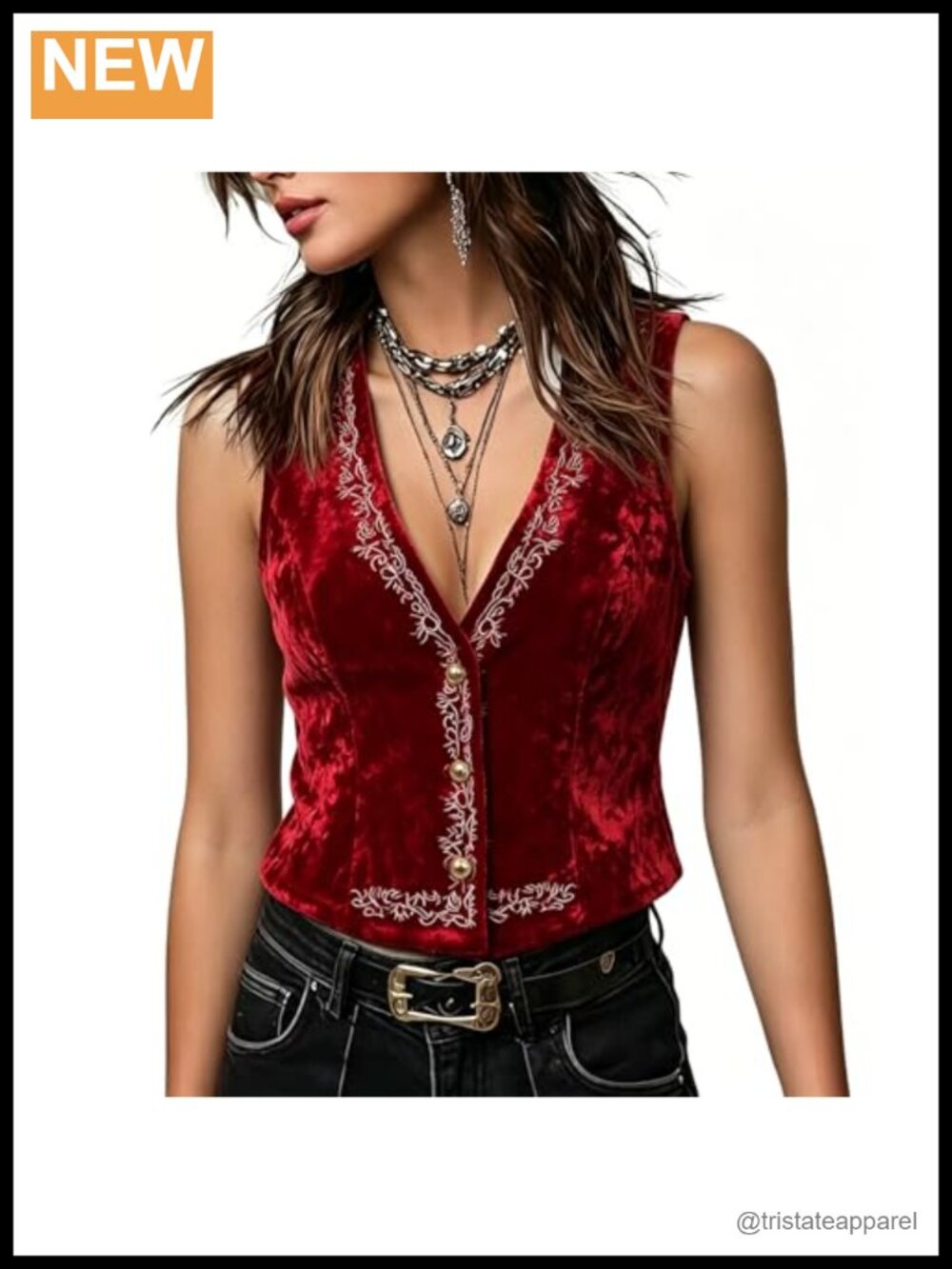 Victorian Steampunk Velvet Vest Embroidered Waistcoat Lace-Up Back